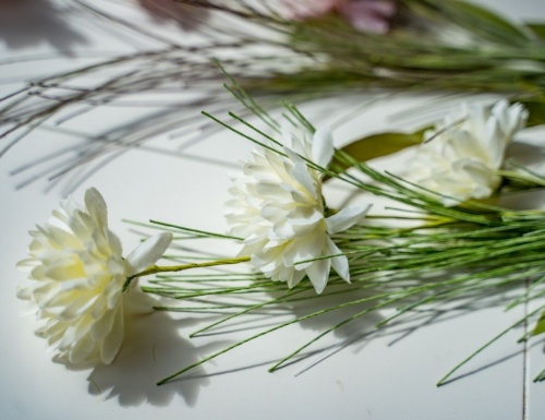 Искусственные цветы "Полевые георгины", декоративная ветка, полиэстер, 60 см, Kaemingk фото 3