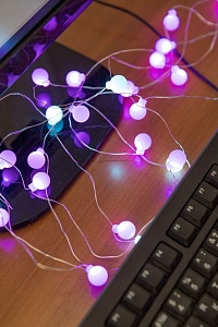 Электрогирлянда "Волшебные шарики", 32 RGB LED-огня, 3+2 м, контроллер, диммер, ПДУ, питание от USB, SNOWHOUSE
