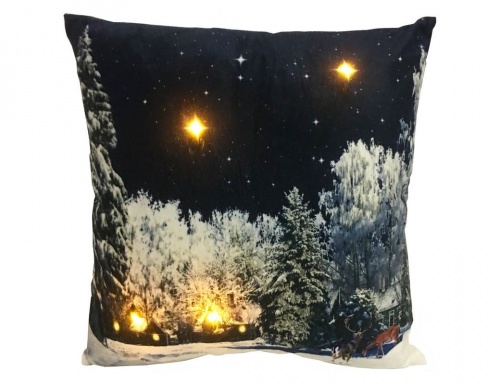 Светящаяся подушка "Звёздная ночь", 4 тёплых белых LED-огня, 45х45 см, Peha Magic