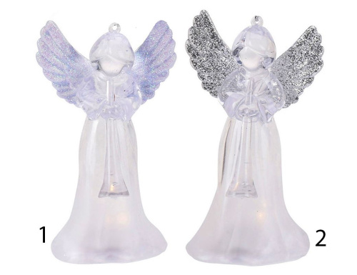 Светящаяся ёлочная игрушка "Ангел с дудочкой", пластик, LED-огонь, 11.5 см, батарейки, разные модели, Koopman International