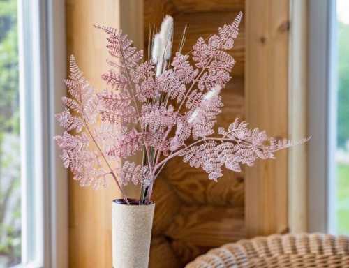 Декоративная ветка "Нежный папоротник", розовый, 80 см, EDG фото 5
