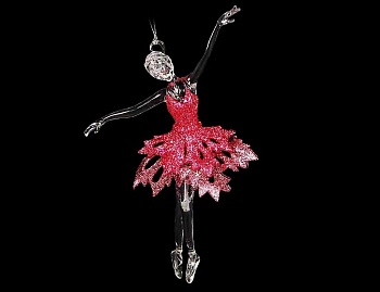 Ёлочное украшение "Ажурная балерина", розовая, 15 см, Forest Market