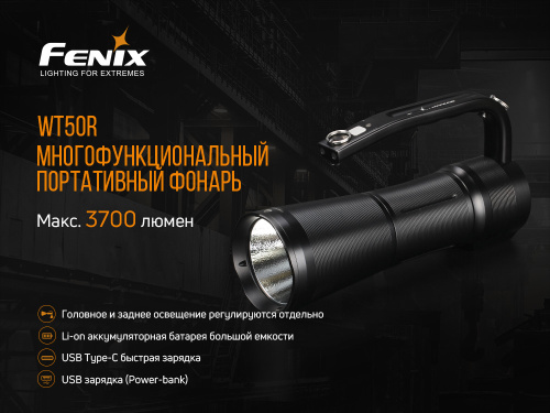 Фонарь светодиодный Fenix WT50R, 3700 лм, аккумулятор фото 7