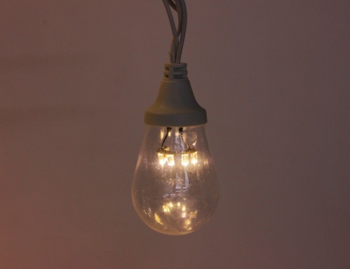 Ламполайт линейно-свесовый, 10х0.2 м, 20 ламп, теплый белый, коннектор, белый провод, уличная, Rich LED фото 3