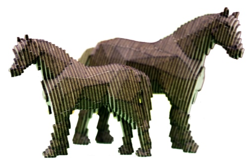 Деревянный конструктор UNIWOOD Лошадь с жеребенком с набором карандашей фото 7