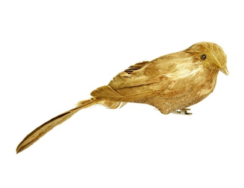 Украшение птичка ЗОЛОТАЯ АПОЛЛОНОВКА на клипсе, перо, золотая, 30 см, Kaemingk (Decoris) фото 3
