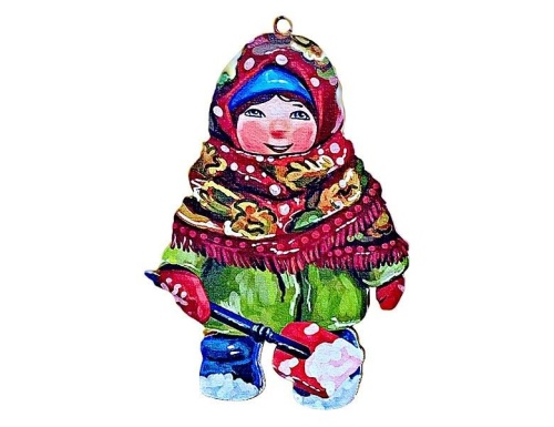 Елочная игрушка Девочка с лопаткой - Зимние Каникулы 10 см, дерево, подвеска, Winter Deco фото 2