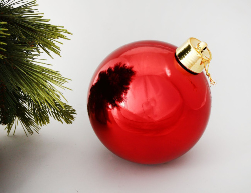 Пластиковый шар, глянцевый, красный, 200 мм, Winter Deco фото 2