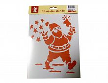 Новогодний трафарет "Санта с колокольчиком", для многократного использования, 21х30.3 см, Peha Magic