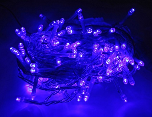Электрогирлянда нить "Синие огоньки" 120 синих LED огней для улицы, 12+1,5 м, прозрачный провод, коннектор, SNOWHOUSE фото 4