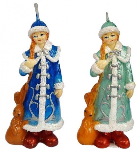 Свеча "Снегурочка и зайчик", 9 см, разные модели, Новогодняя сказка