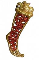 Новогоднее украшение "Старинный сапожок" золотой с красным, 12 см, ЦАРЬ ЕЛКА