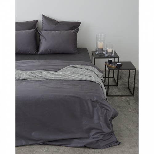 Комплект постельного белья двуспальный из сатина темно-серого цвета из коллекции wild фото 4