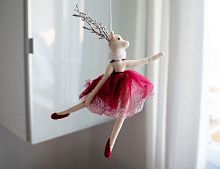 Кукла на ёлку "Олениха балерина" танцующая, текстиль, 27 см., Due Esse Christmas