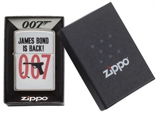 Зажигалка ZIPPO James Bond с покрытием Brushed Chrome, латунь/сталь, серебристая, матовая, 36x12x56, 29563 фото 6
