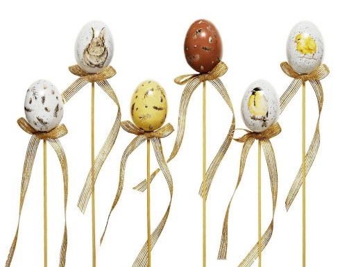 Пасхальные украшения - яйца на палочках ВОЗДУШНАЯ ПАСТЕЛЬ, 6 см (упаковка 6 шт.), Kaemingk фото 3