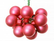 "Гроздь" стеклянных матовых шариков на проволоке, 12 шаров по 25 мм, цвет: розовый, Kaemingk