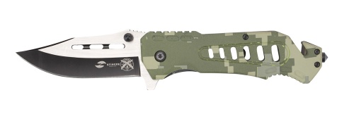 Нож Stinger, 88 мм, рукоять: алюминий (зеленый камуфляж), картонная коробка