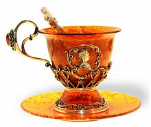 Чашка чайная "Екатерина" из янтаря, 8302/L