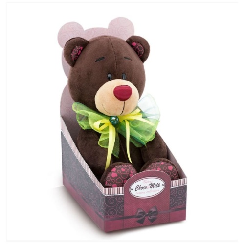 Мягкая игрушка Медведь Choco зеленый бант, 25 см, ORANGE TOYS фото 3