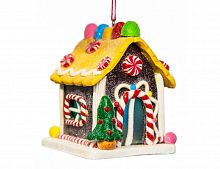 Ёлочная игрушка "Пряничный домик с ёлочкой" с подсветкой LED-огнями, полирезин, 6.7х6.5х6.7 см, Forest Market