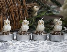 Набор фигурных свечей "Совушки", (упаковка 4 шт.), разные модели, Kaemingk