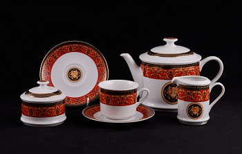 Чайный сервиз версаче красная лента на 6 персон сабина 15 предметов чехия  02160725-b979, Leander