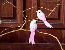 Набор ёлочных игрушек "Романтичные пташки" на клипсе, перо, 11-17.5 см, 2 шт, Kaemingk