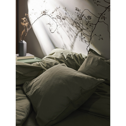 Комплект постельного белья из сатина цвета шалфея с брашинг-эффектом из коллекции essential фото 6