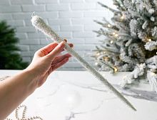 Ёлочное украшение СОСУЛЬКА ГИГАНТЕССА, хлопок, бело-серебристая, 41 см, Winter Deco