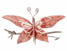 Ёлочное украшение "Бабочка версальская" розовая, текстиль, 15 см, Goodwill