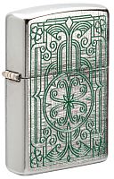 Зажигалка Zippo Luck Design с покрытием Brushed Chrome, латунь/сталь, серебристая