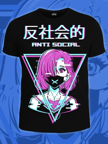 Мужская футболка"Antisocial Аниме"