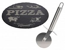 Набор для пиццы "Магия камня", 30 см (2 предмета - блюдо с ножом для разрезания), сланец,, Koopman International