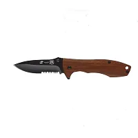 Нож складной Stinger, клинок 80 мм, рукоять: сталь/сандаловое дерево, коричневый
