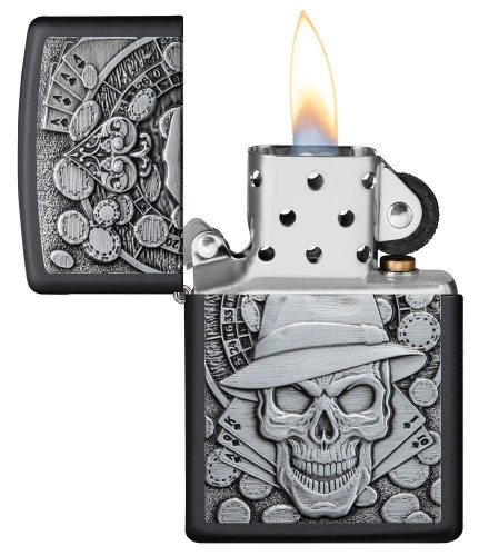 Зажигалка Zippo Classic с покрытием Black Matte, латунь/сталь, чёрная, матовая фото 4