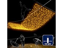 Светодиодный занавес Rich Led Cap 2*6 м, 1000 желтых LED ламп, белый ПВХ, соединяемый, IP65, Rich LED