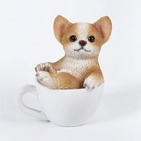 Статуэтка "щенок Чихуахуа в чашке", 7*7.5 см, искусственный камень