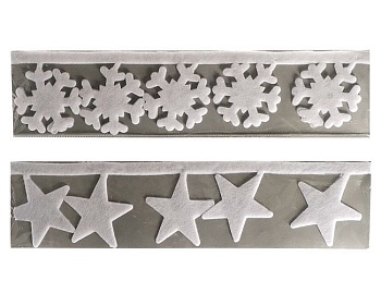 Кайма для декорирования "Снежный хоровод", - снежинки-звездочки, плотный нетканый материал, 15х180 см, Kaemingk