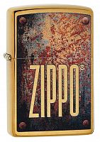 Зажигалка Zippo Rusty Plate Design с покрытием Brushed Brass, латунь/сталь, золотистая, матовая