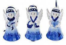 Елочное украшение "Ангел" в бело-голубых тонах, фарфор, 10 см, асс.3, Koopman International
