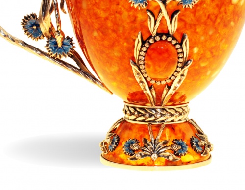Чайная чашка "Васильки" из янтаря с ложечкой, 5002/L фото 4