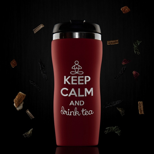 Термокружка "Keep Calm" красная в подарочной упаковке, изготовленная из нержавеющей стали фото 2