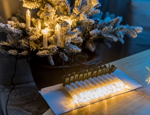 Гирлянда "Свечи для ёлки" на клипсах, 15 классических тёплых LED-огней, зелёный провод, Kaemingk фото 2