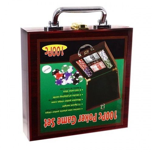 Игра настольная "Покер"в деревянном кейсе (100 фишек, карты), L21 W21 H6 см 241710 фото 2