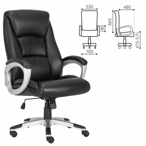 Кресло руководителя Brabix Premium Grand EX-501 кожа, черное 531950