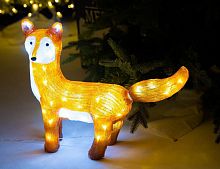 Светящаяся акриловая фигура ЛИСИЧКА-СЕСТРИЧКА, 50 холодных белых LED-огней, 58х51 см, уличная, Kaemingk (Lumineo)