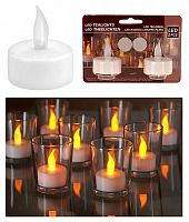 Свечи чайные, "Классические мерцающие", с LED-огнями, белые, набор 2 шт., 3.8х4.8 см, Koopman International