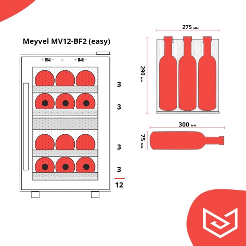 Термоэлектрический винный шкаф Meyvel MV12-BF2 (easy) фото 6