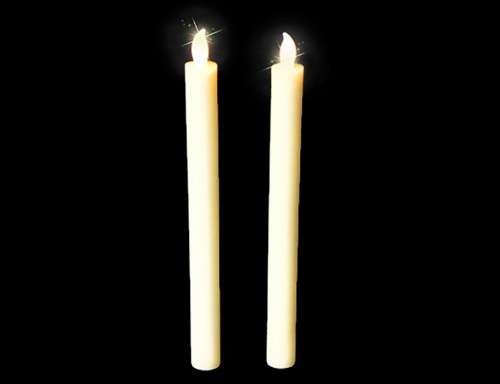 Электрические свечи "Столовые", набор 2 шт., кремовые, янтарный свет, 25х2.5 см, батарейки, Edelman